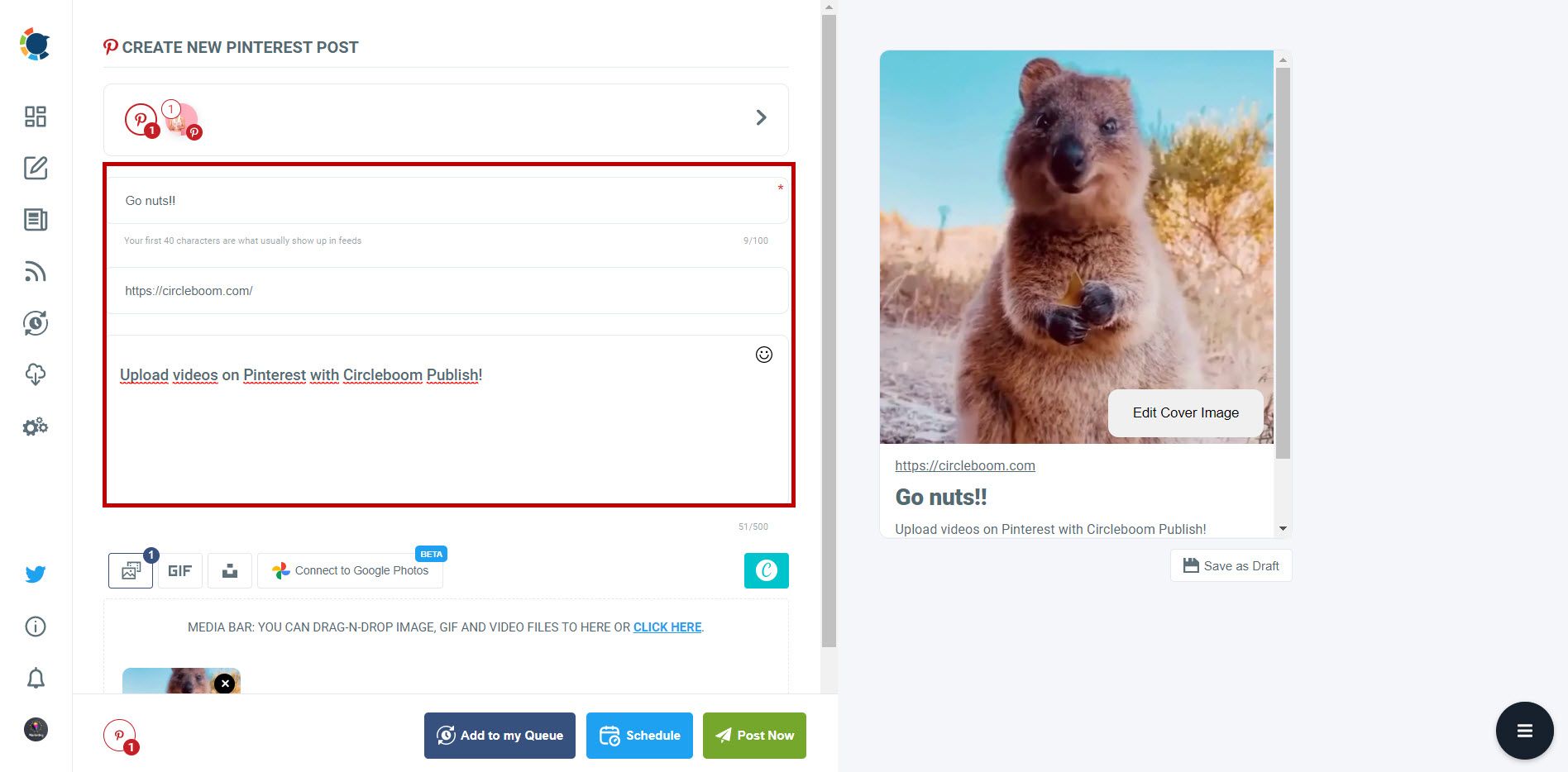 Upload videos on Pinterest