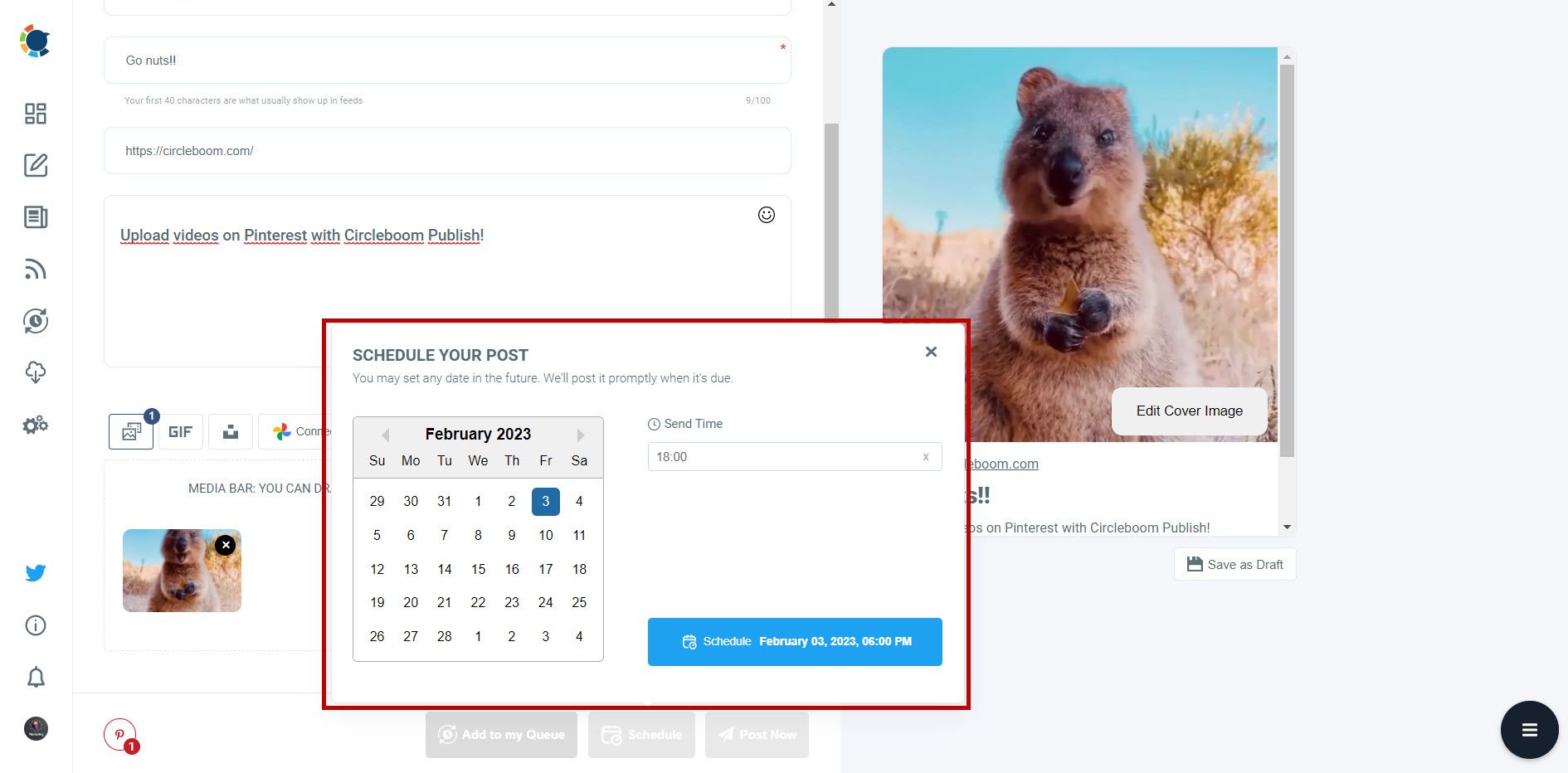 Schedule pins for your Pinterest accounts.