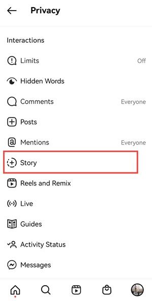 Hide Instagram stories