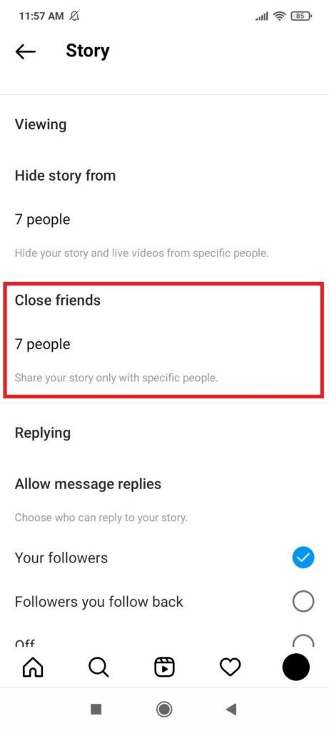 Close Friends on Instagram