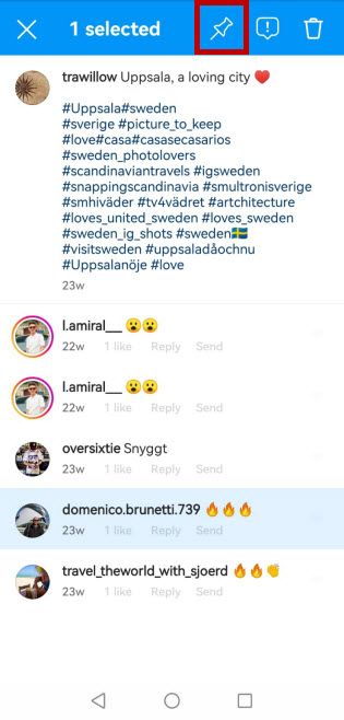 Pin comments on Instagram.