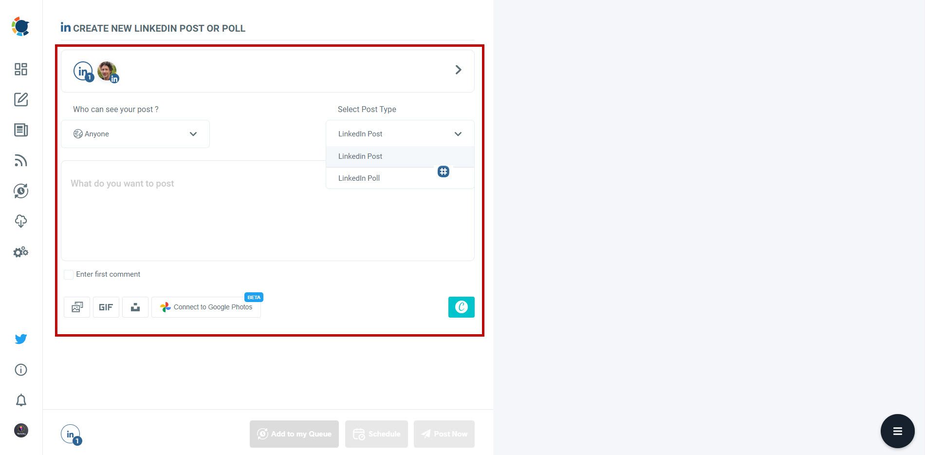 Schedule LinkedIn posts and polls