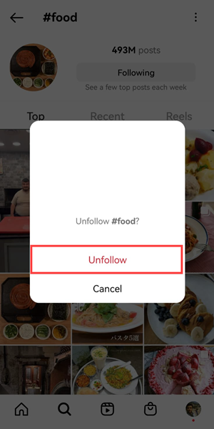 Unfollow Instagram hashtags
