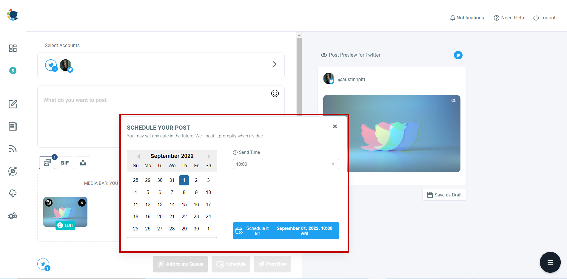 Schedule your future live tweets