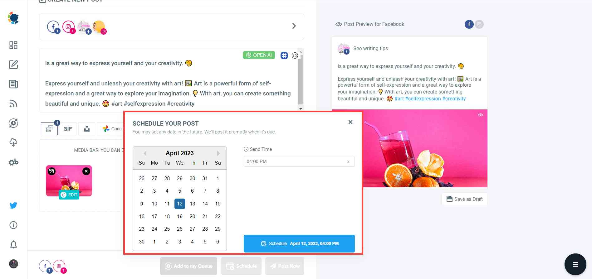 Schedule your Instagram posts in advance.