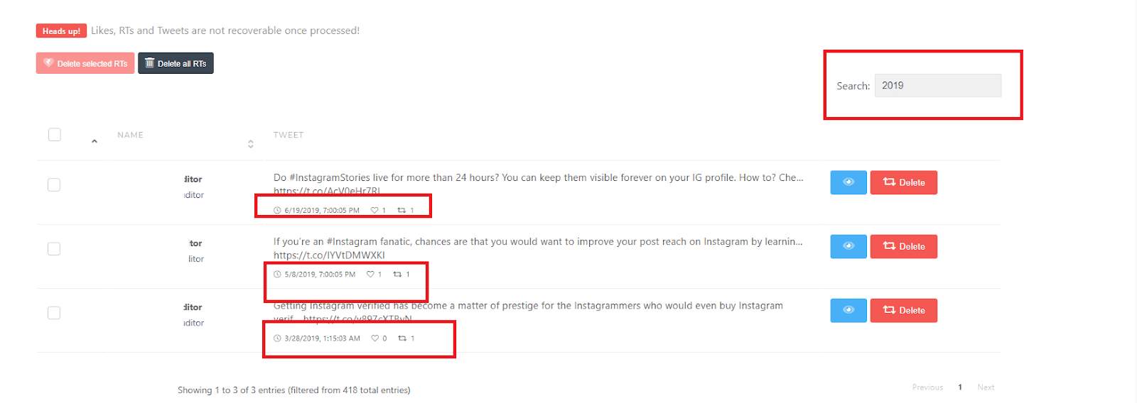 Delete retweets by a particular date