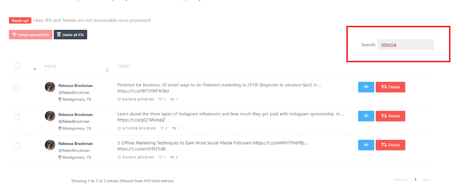 delete all retweets by account