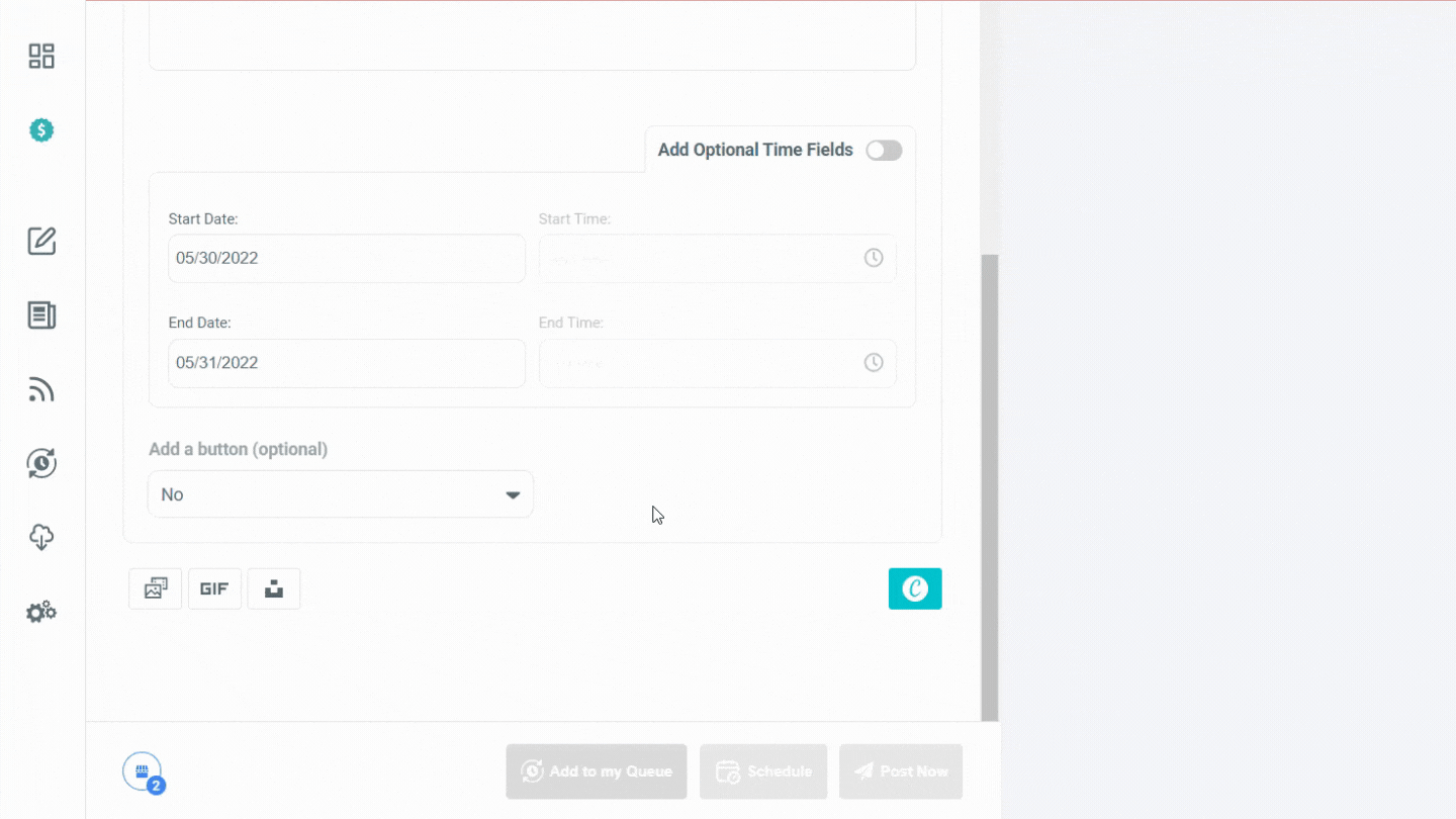 CTA buttons on Circleboom's GMB scheduler