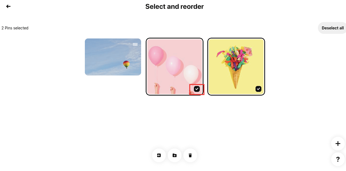 You can delete pins in bulk, or move them to another board in bulk