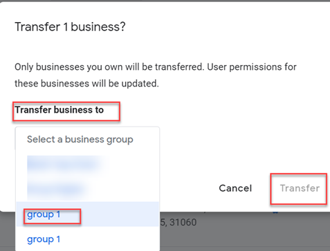 You will see the created group names here to transfer