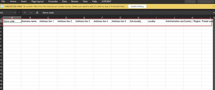 To import businesses in bulk you need to fill this excel file as required