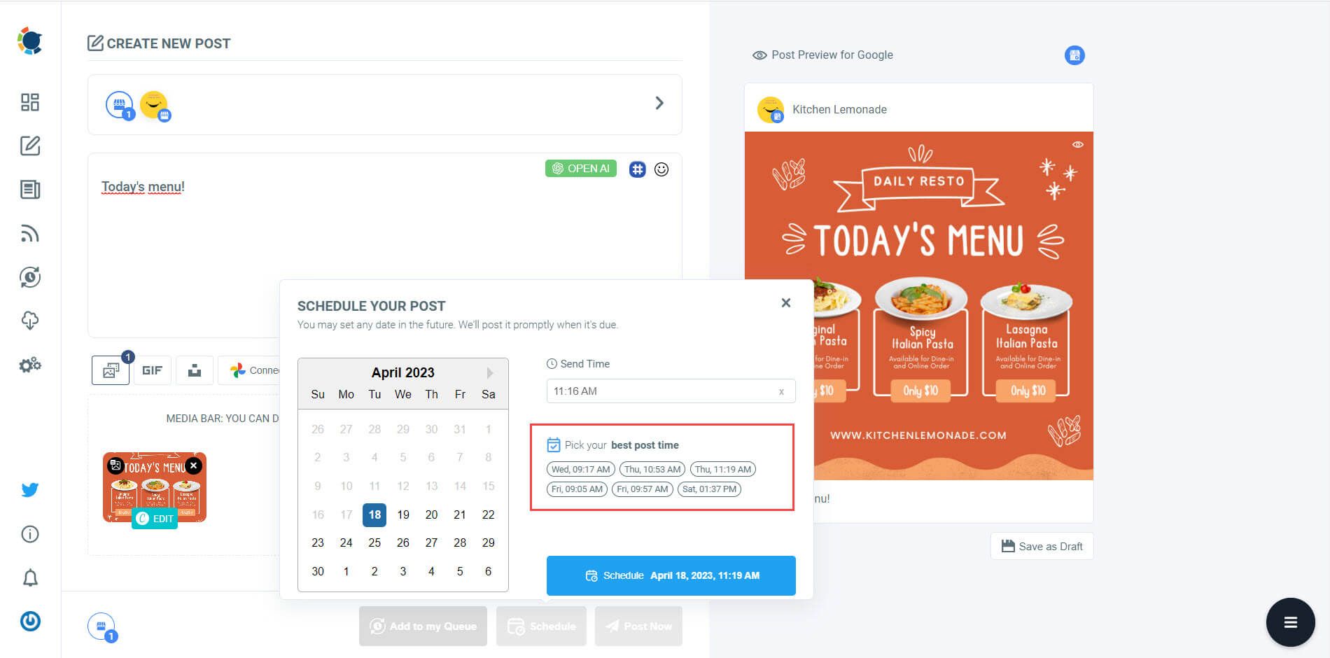 Best times to post on Google Business