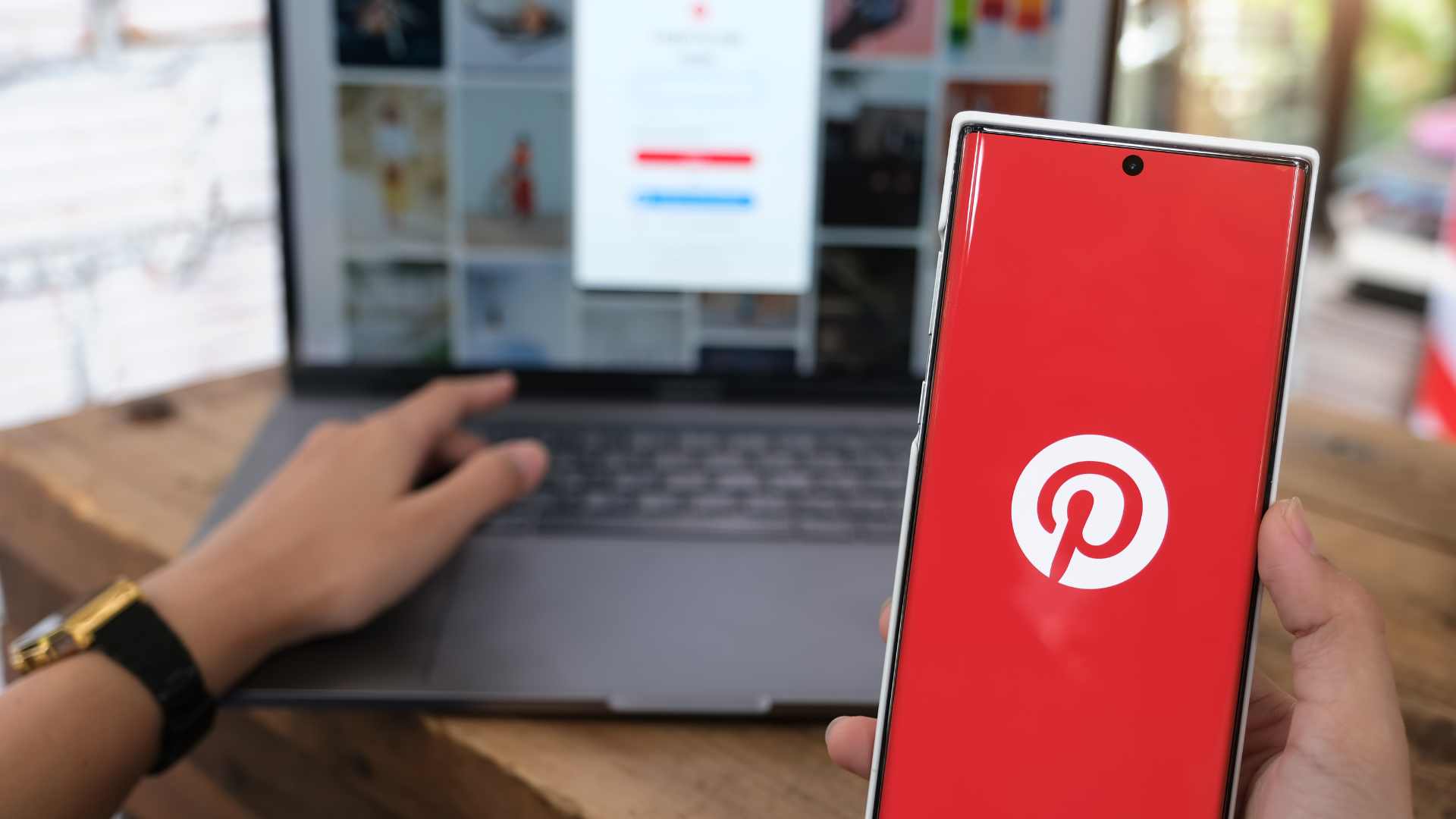 Pinterest logo on screen