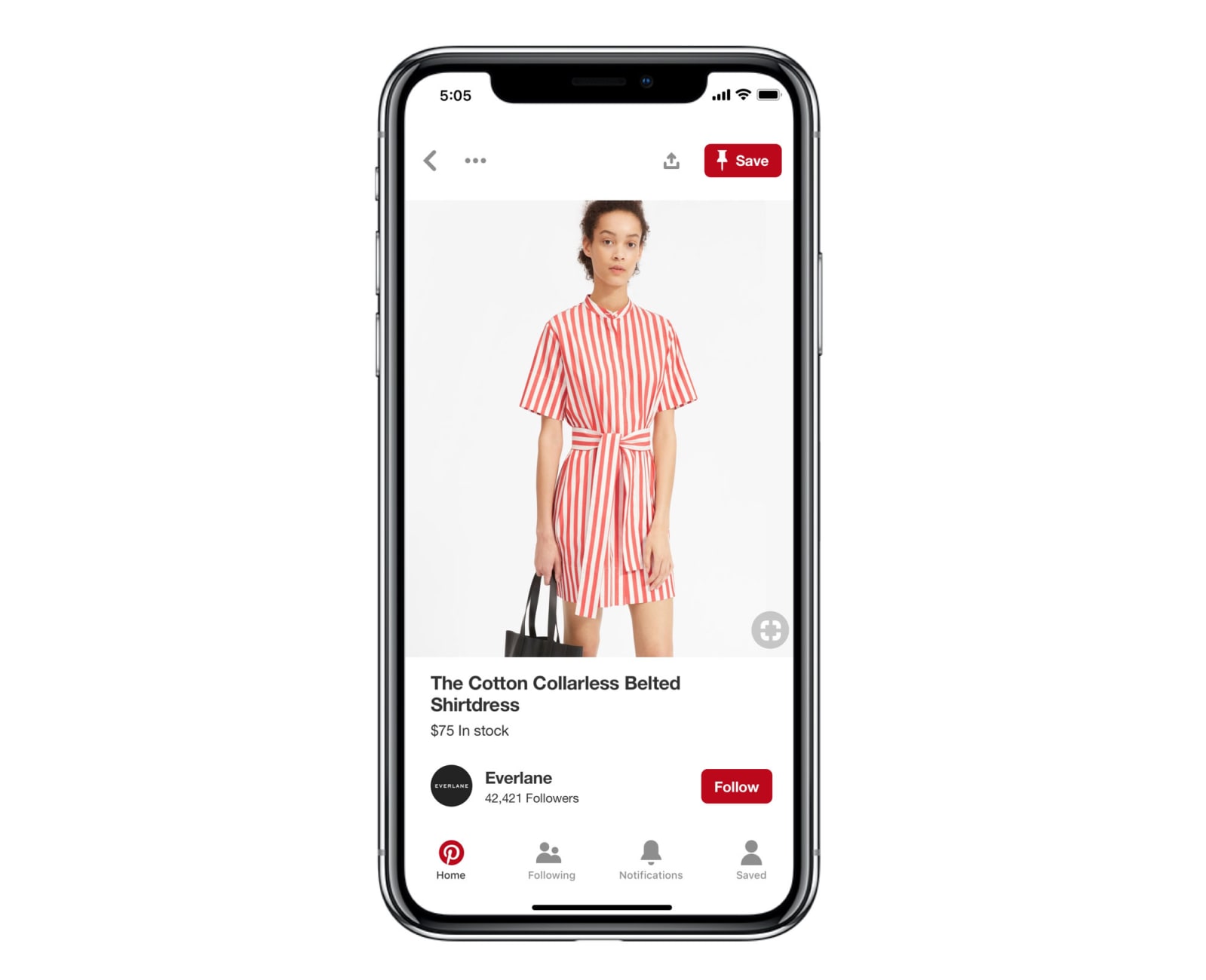 product pin for a shirtdress