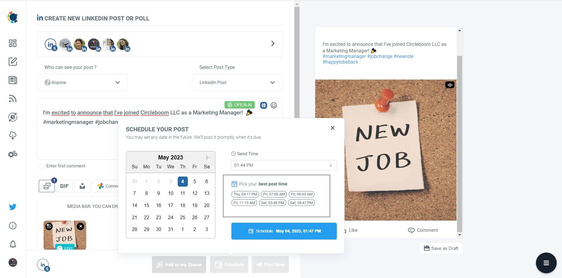 Schedule LinkedIn posts