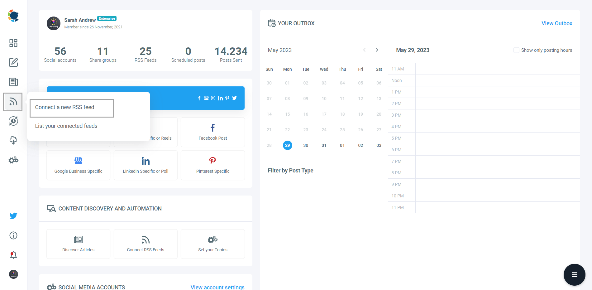 "Connect a new RSS Feed"