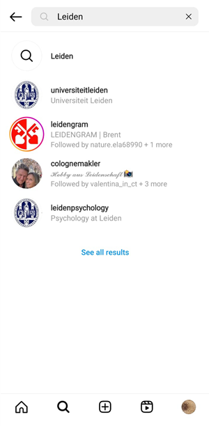 Type your city on Instagram search bar