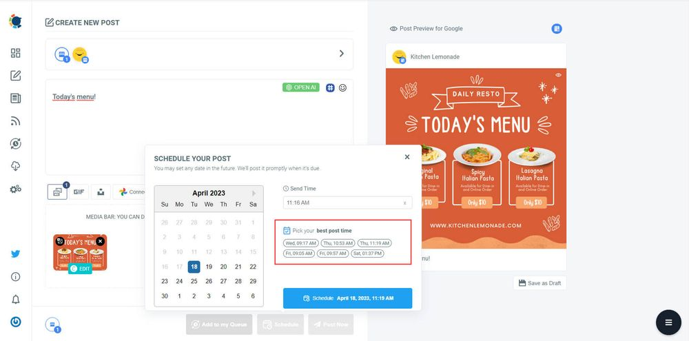 Schedule Google posts at the best times