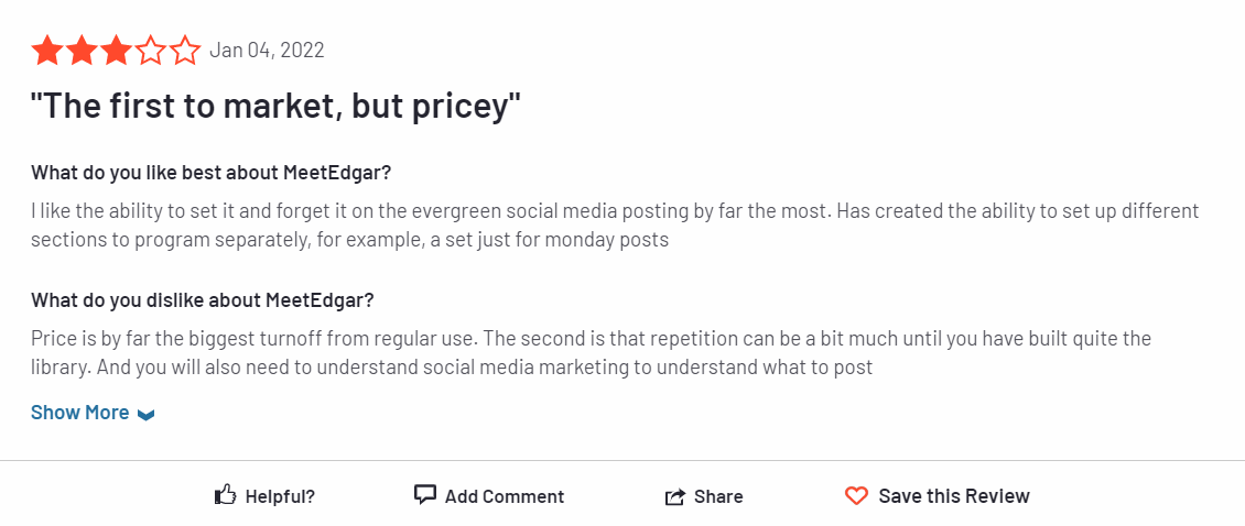 MeetEdgar review on G2