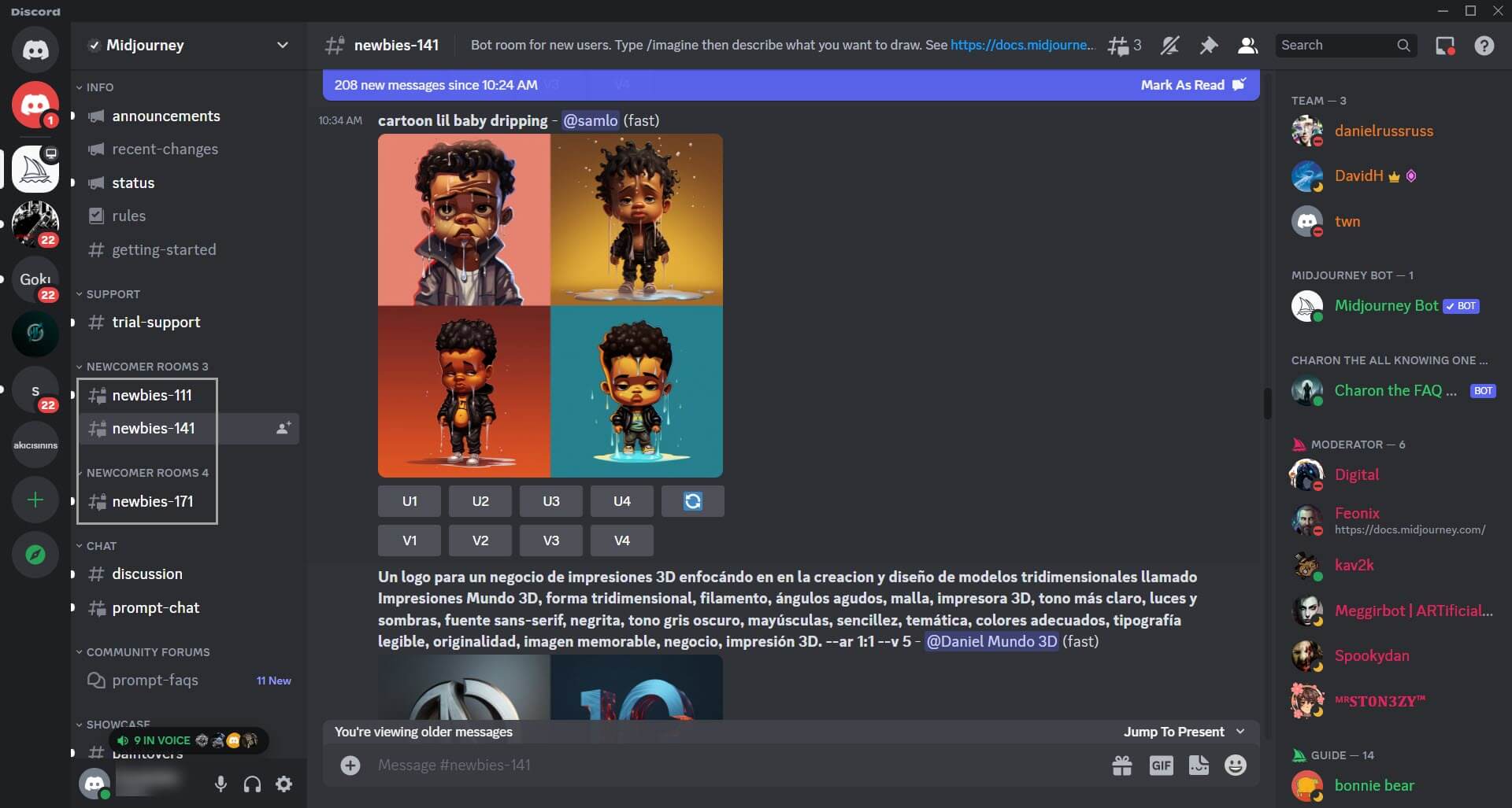 Midjourney's Discord channel.