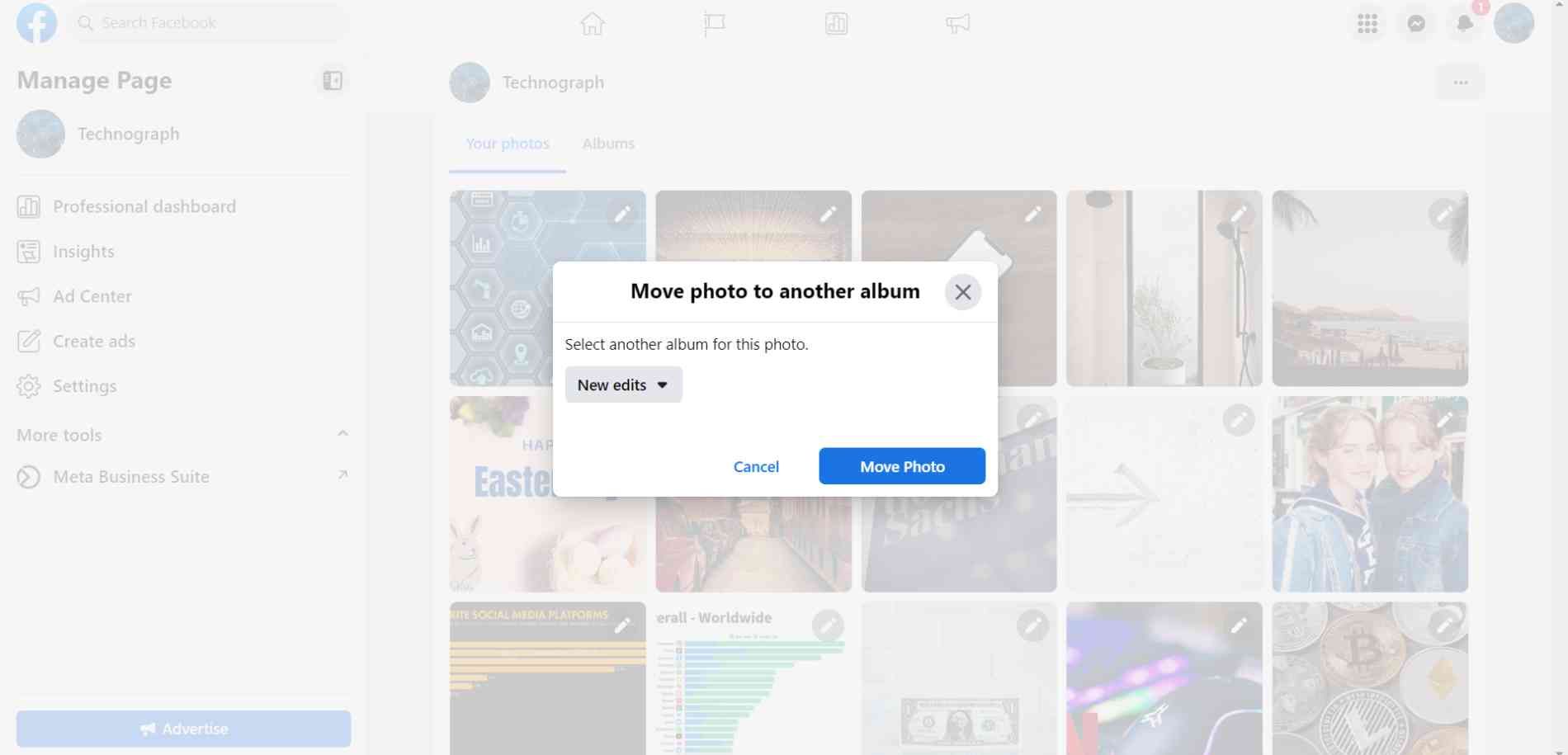 Move Facebook posts to an album