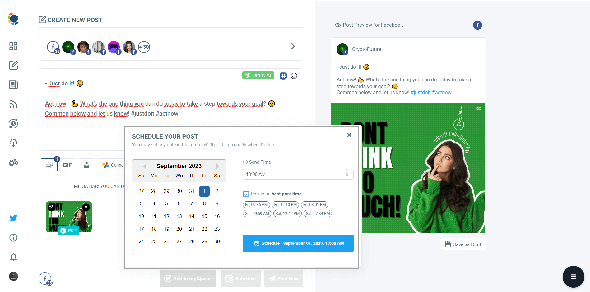 Schedule Facebook post at the best time