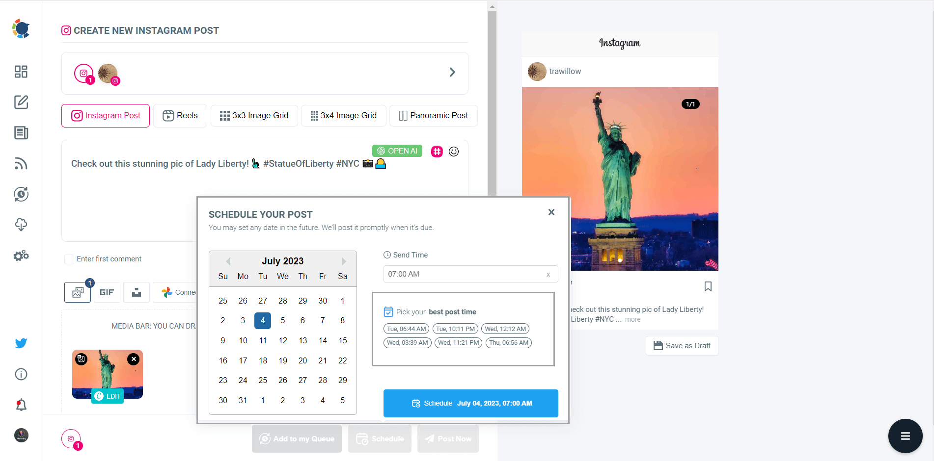 Schedule your Instagram posts at the best times