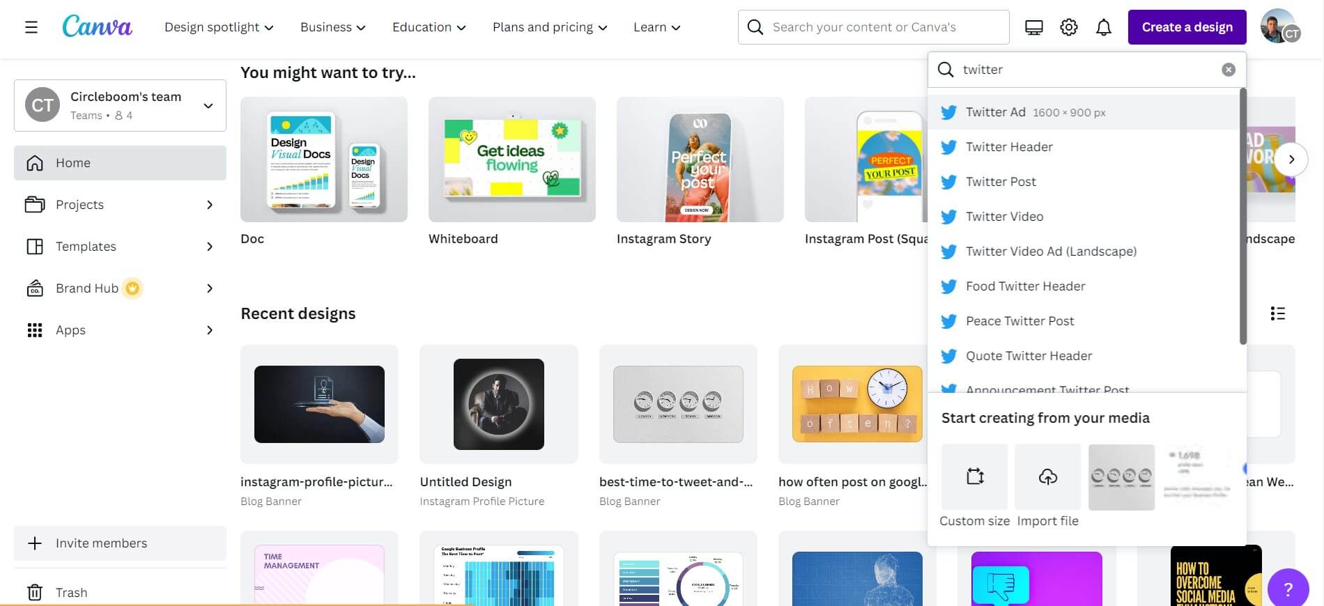Canva helps you generate Twiter profile pictures