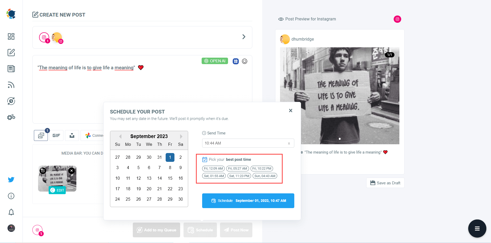 Schedule your Instagram posts with Circleboom