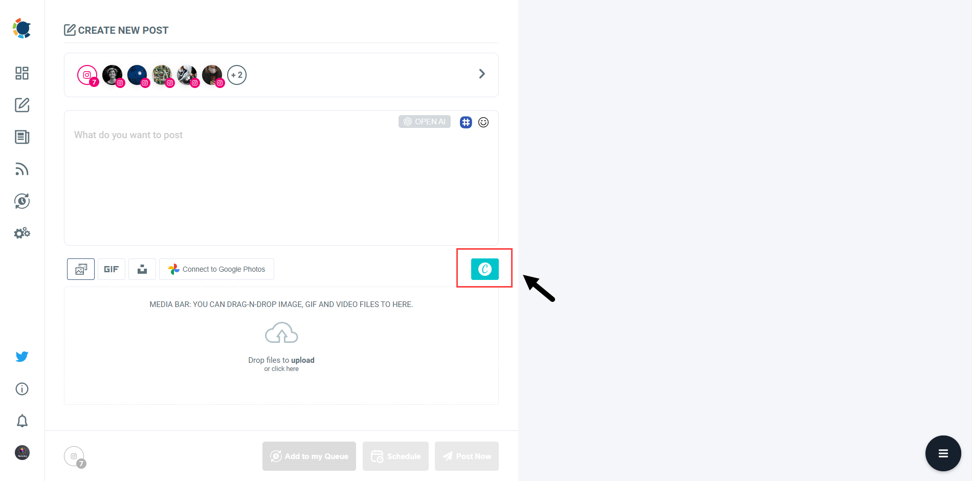 Canva button on Circleboom