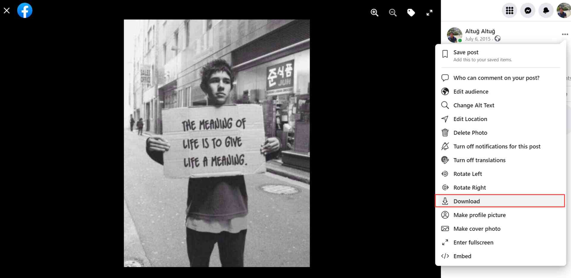 Download images from Facebook