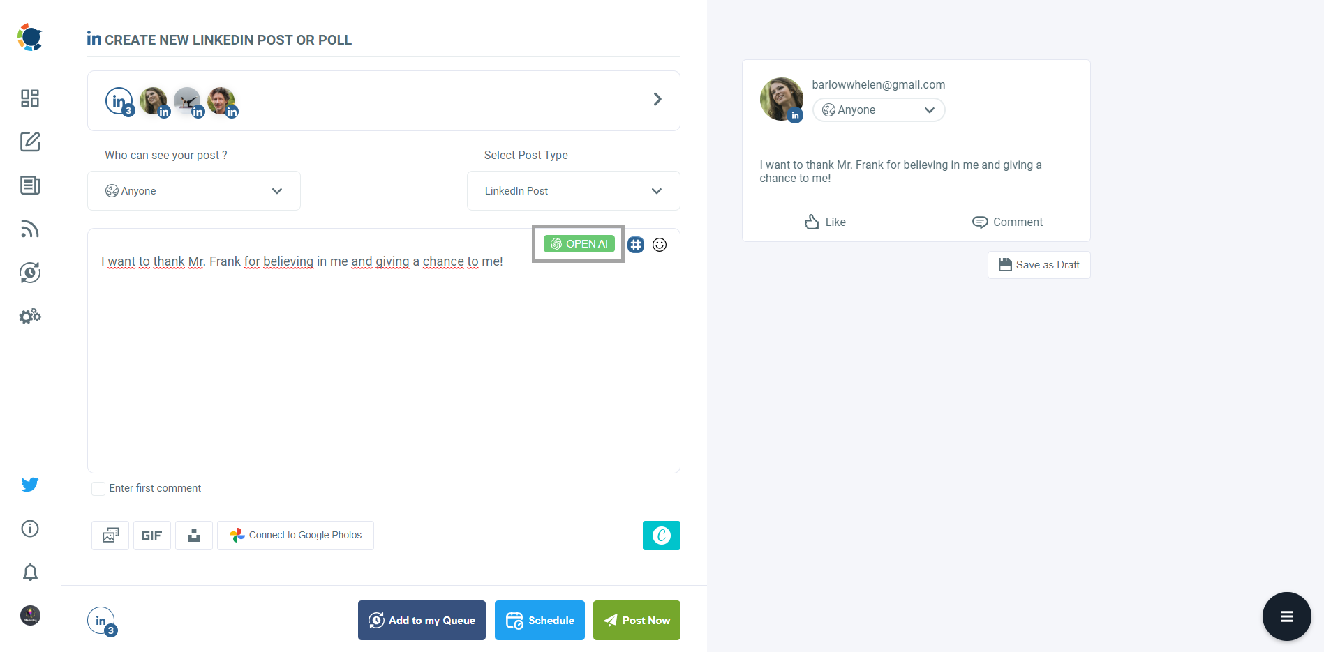 OpenAI integration on LinkedIn