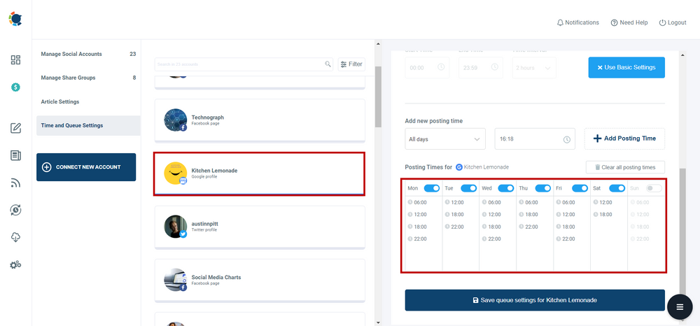 Queue scheduling on Circleboom