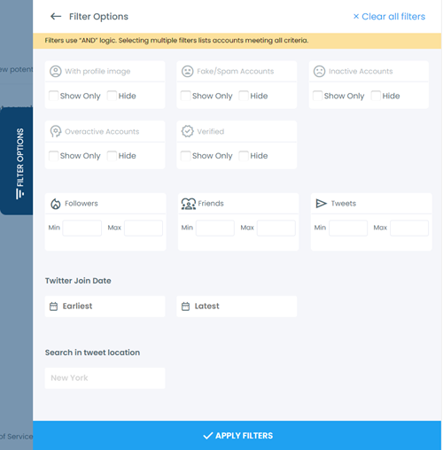 Search by filters on Circleboom