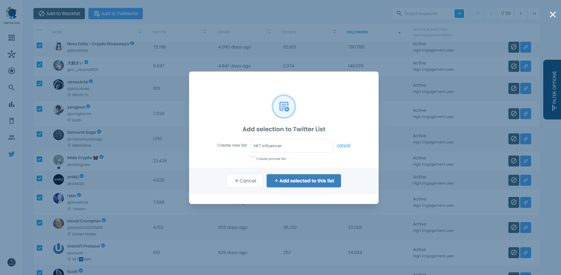 Name your new Twitter list