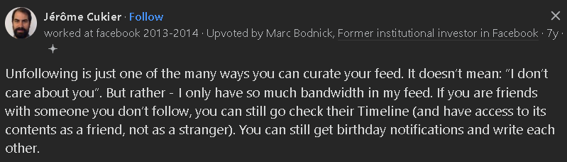 "I still want to be friends, I just don't want to see your content that much."