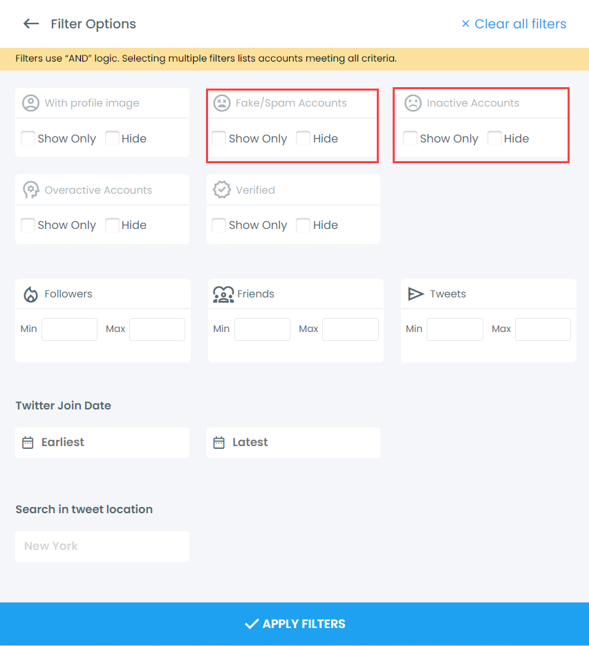 Inactive - Fake filters