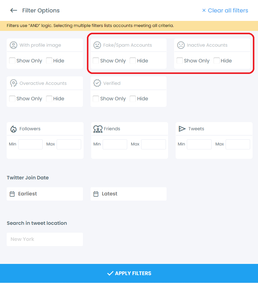 Filter out fake, spam, or inactive accounts with Circleboom.
