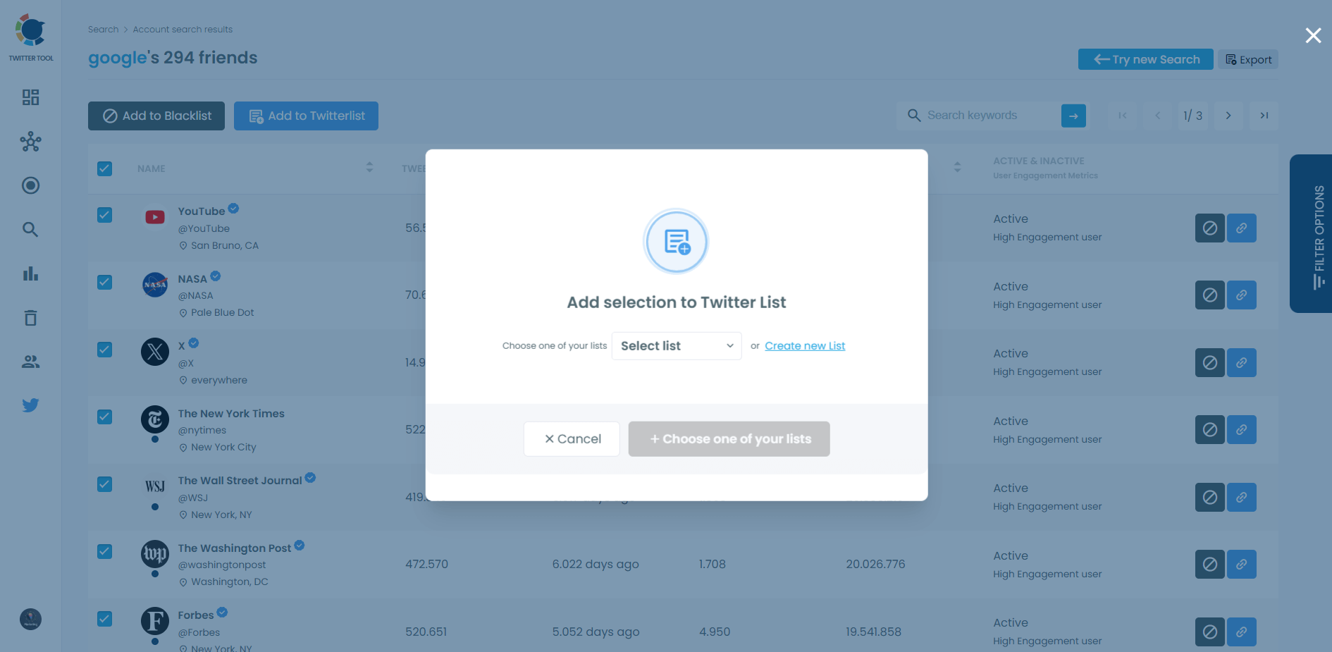 Circleboom's Twitter list manager