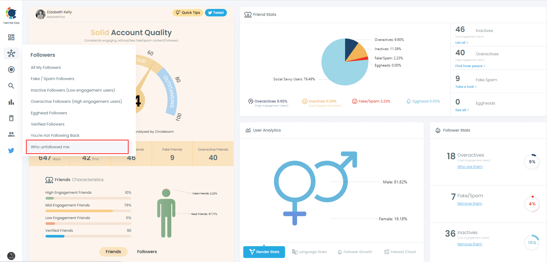 Who unfollowed me on Circleboom