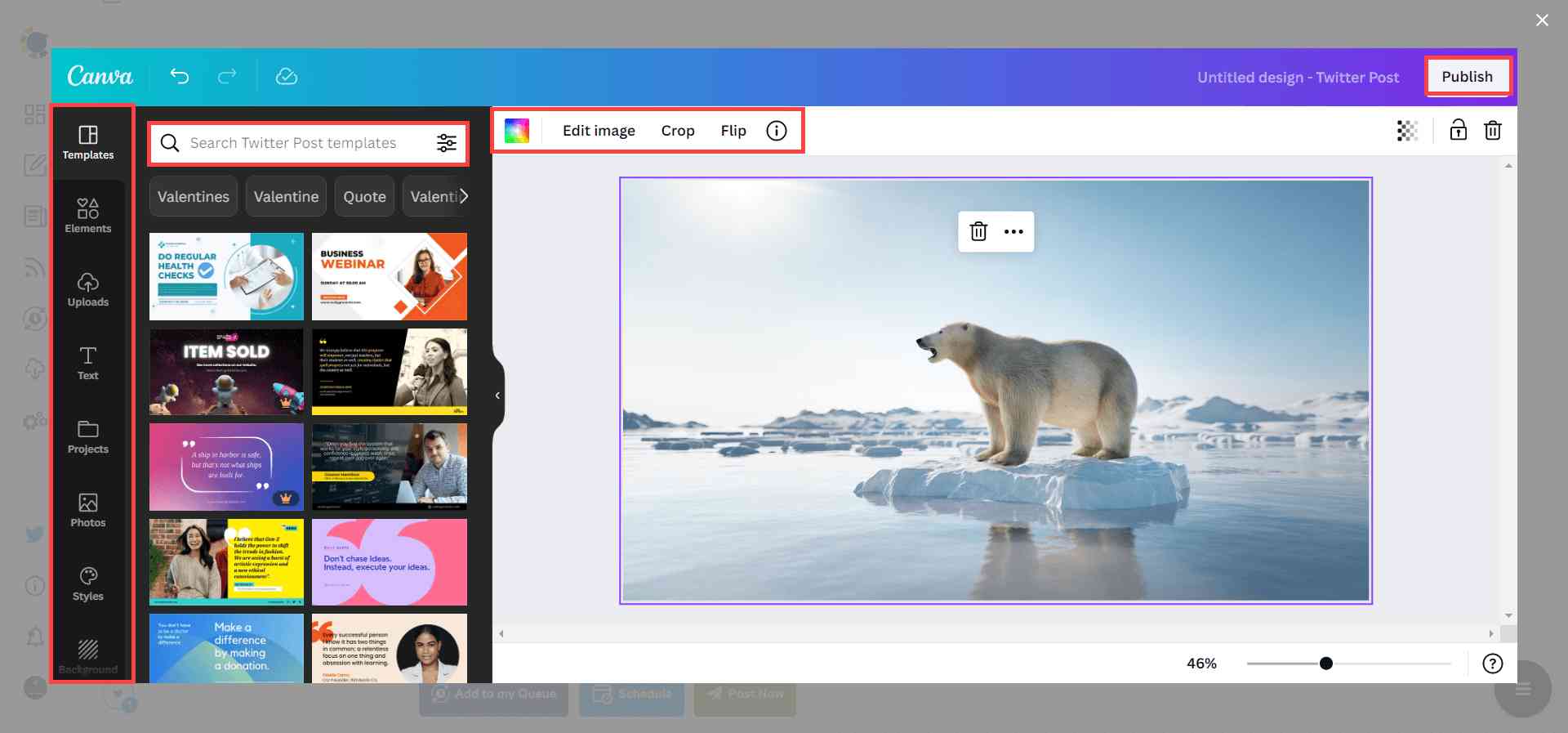 Use Canva to curate and design images.