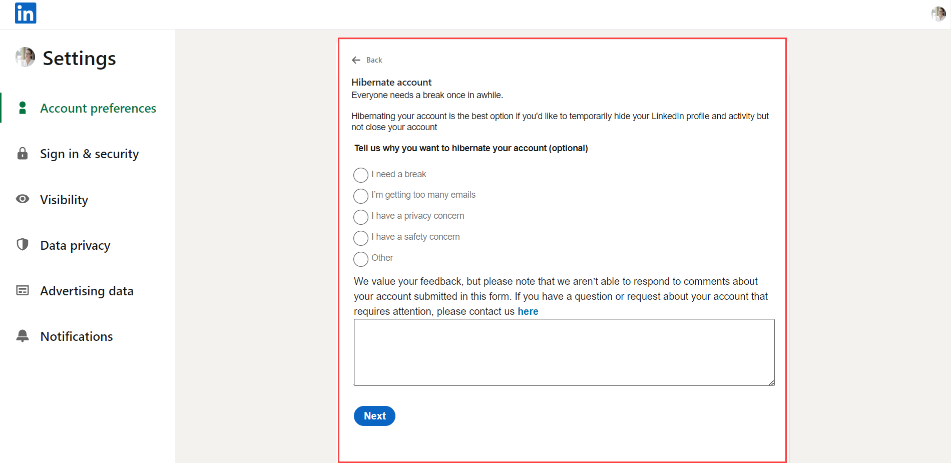 Reason for hibernation