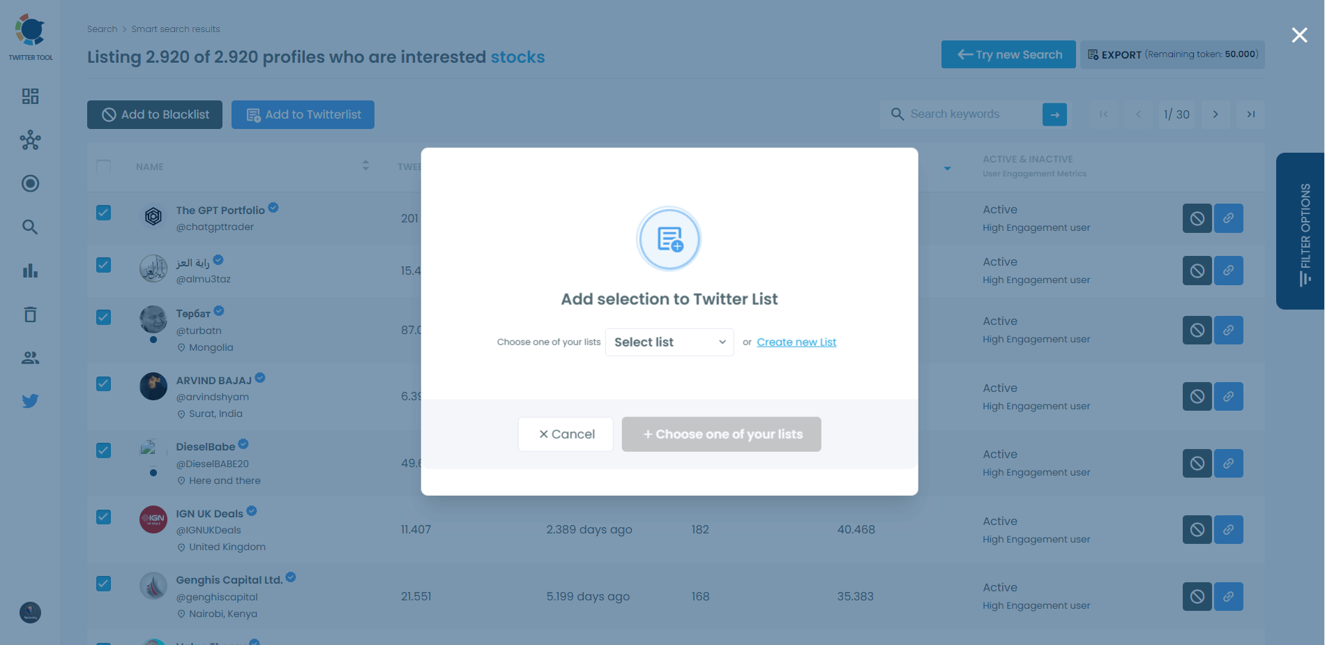 Add people in bulk to Twitter lists