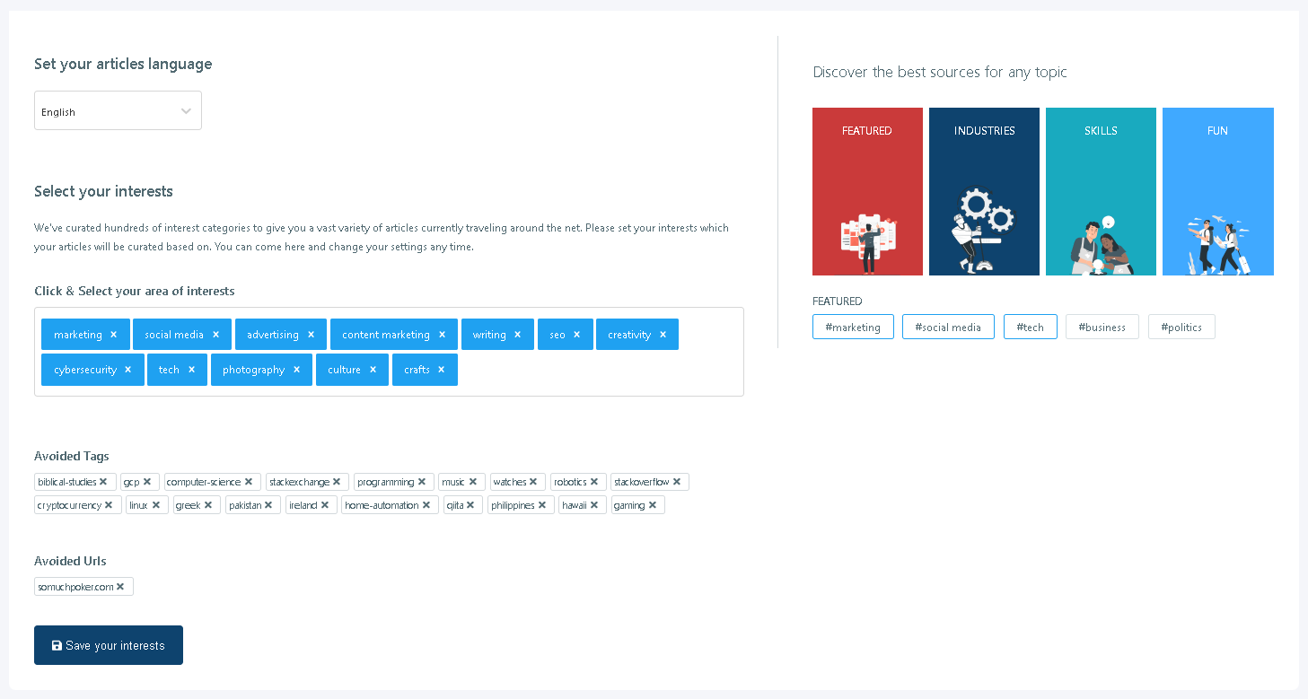 See all the articles you're interested in at once and save time.