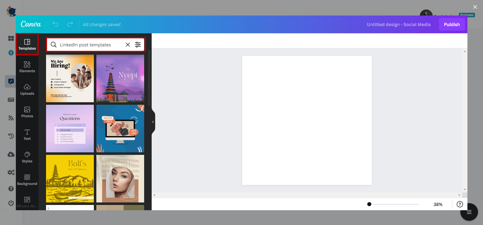 You can access Canva's Linkedin post templates through Circleboom Publish.