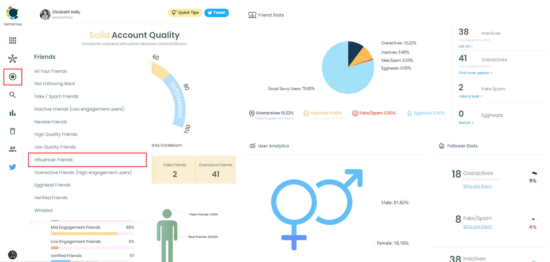 You can also see your influencer friends and followers with Circleboom Twitter.
