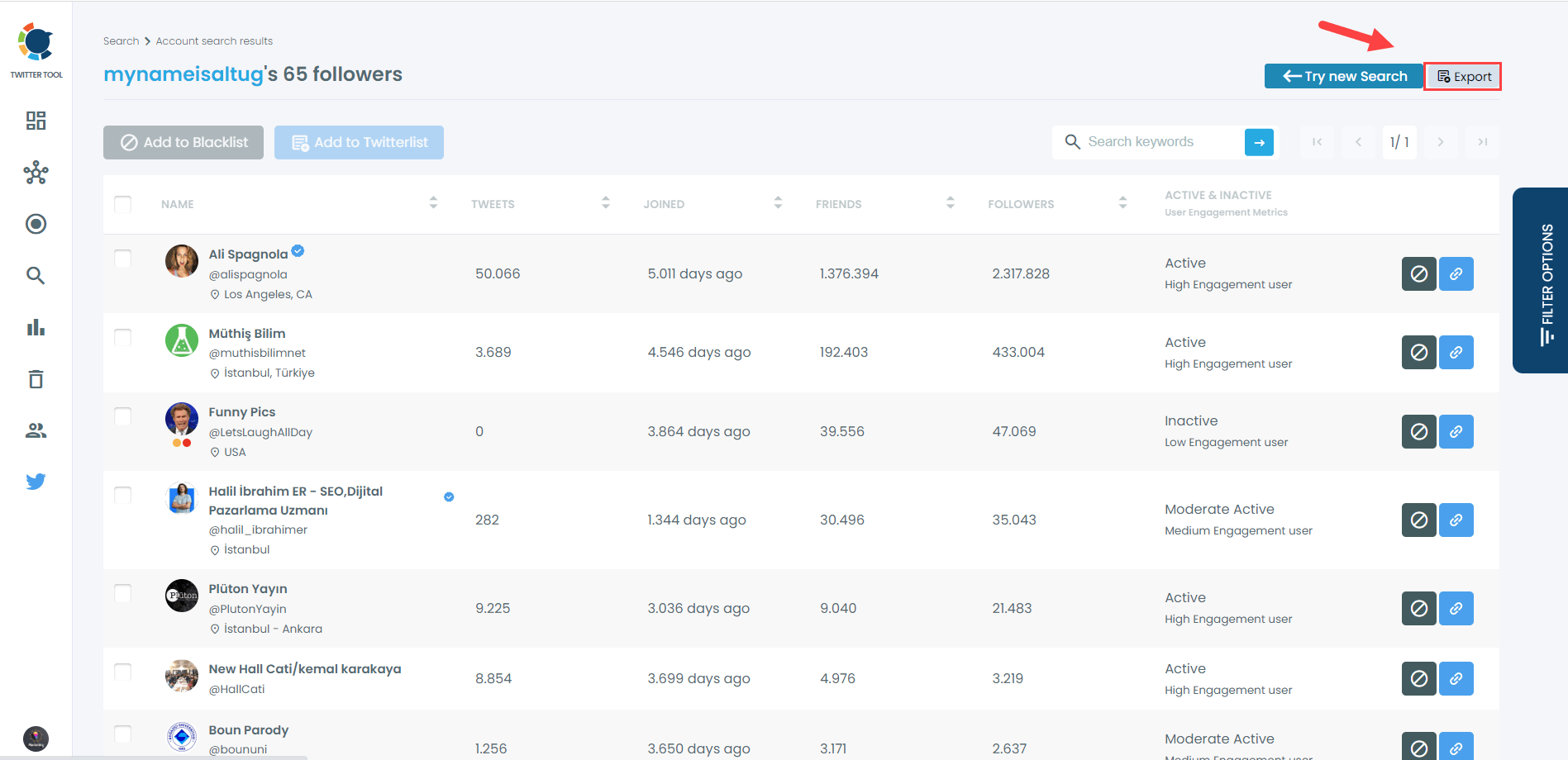 Search someone's followers