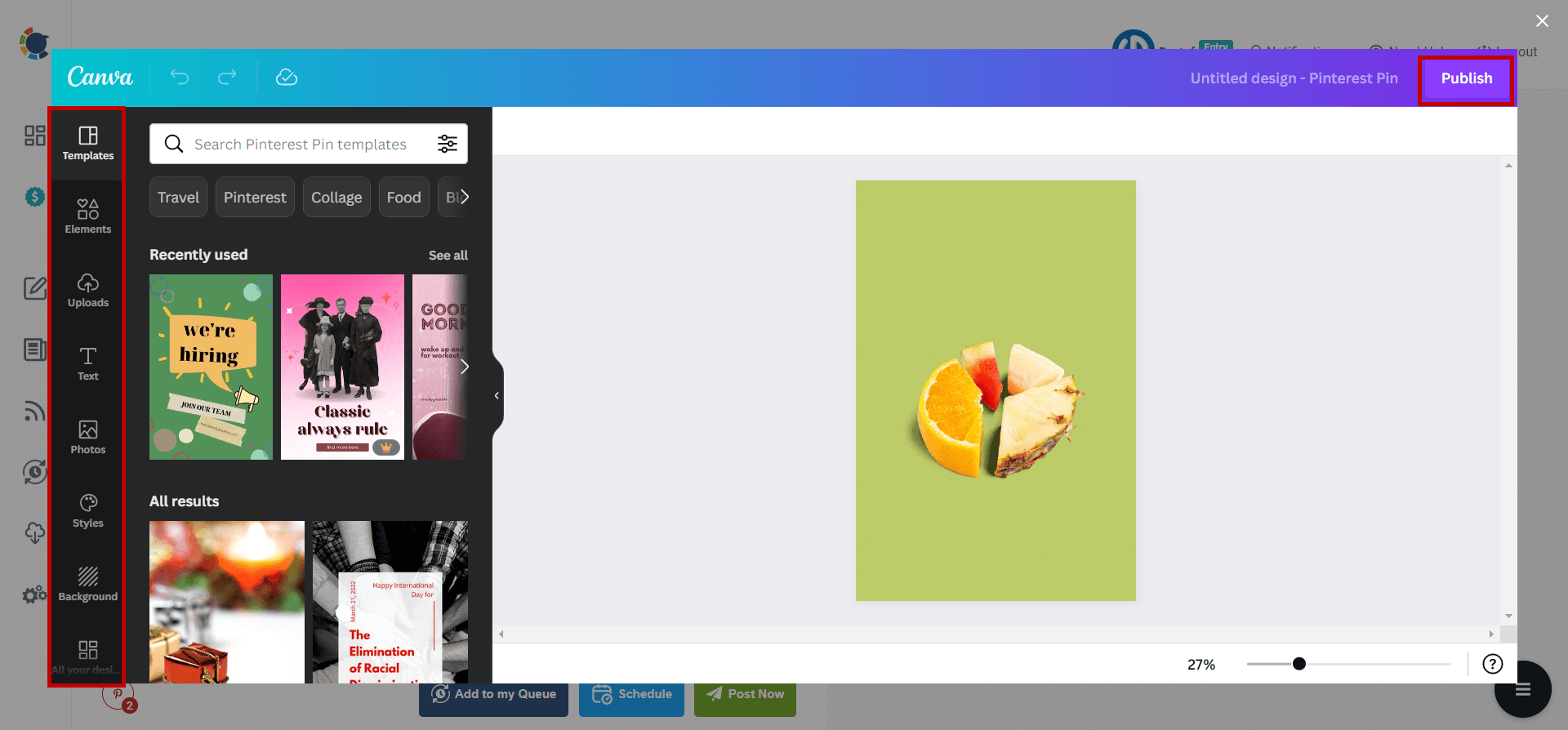 You can choose among the ready Pinterest templates of Canva on Circleboom.