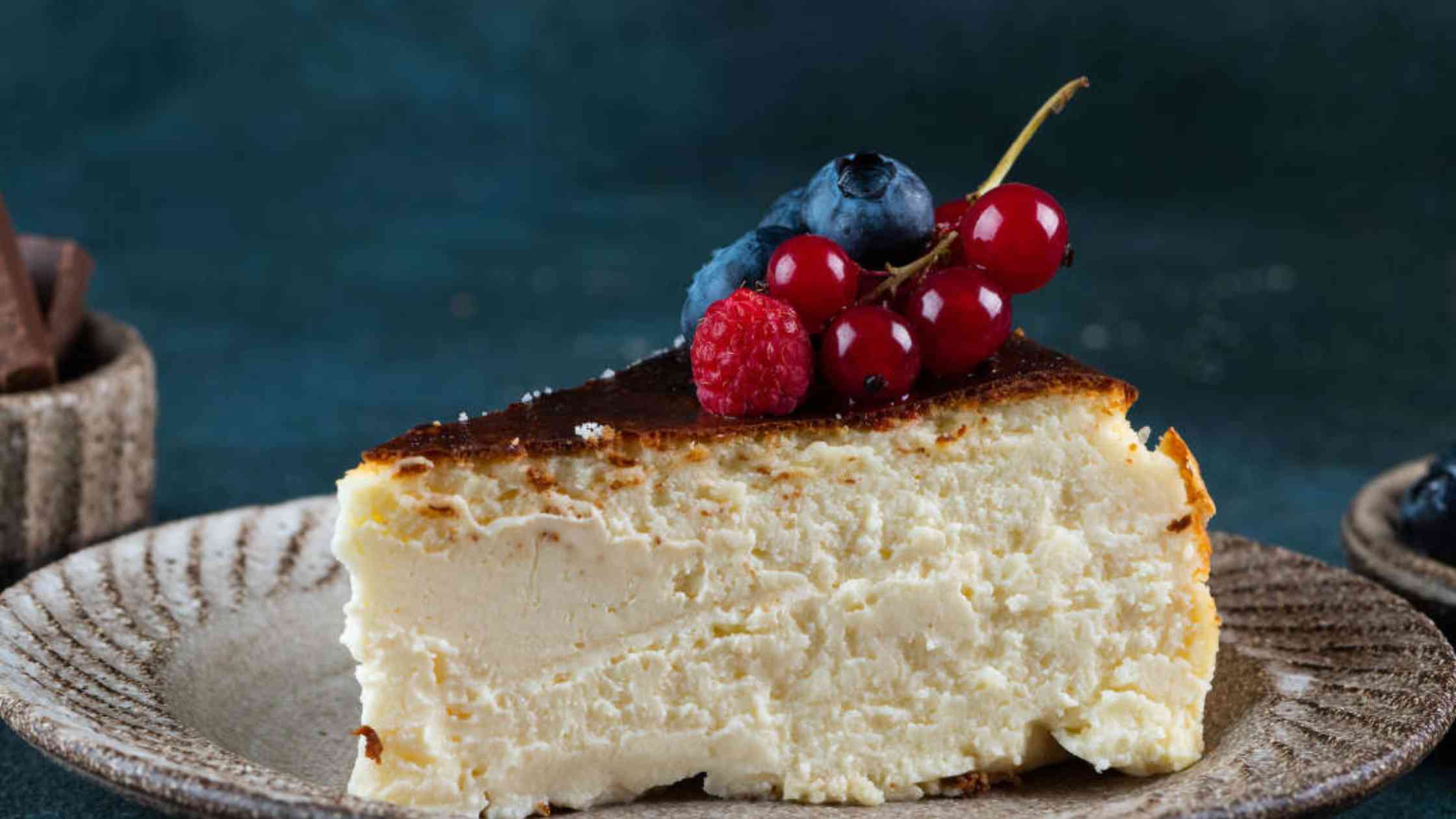 San Sebastian cheesecake with berries on it!