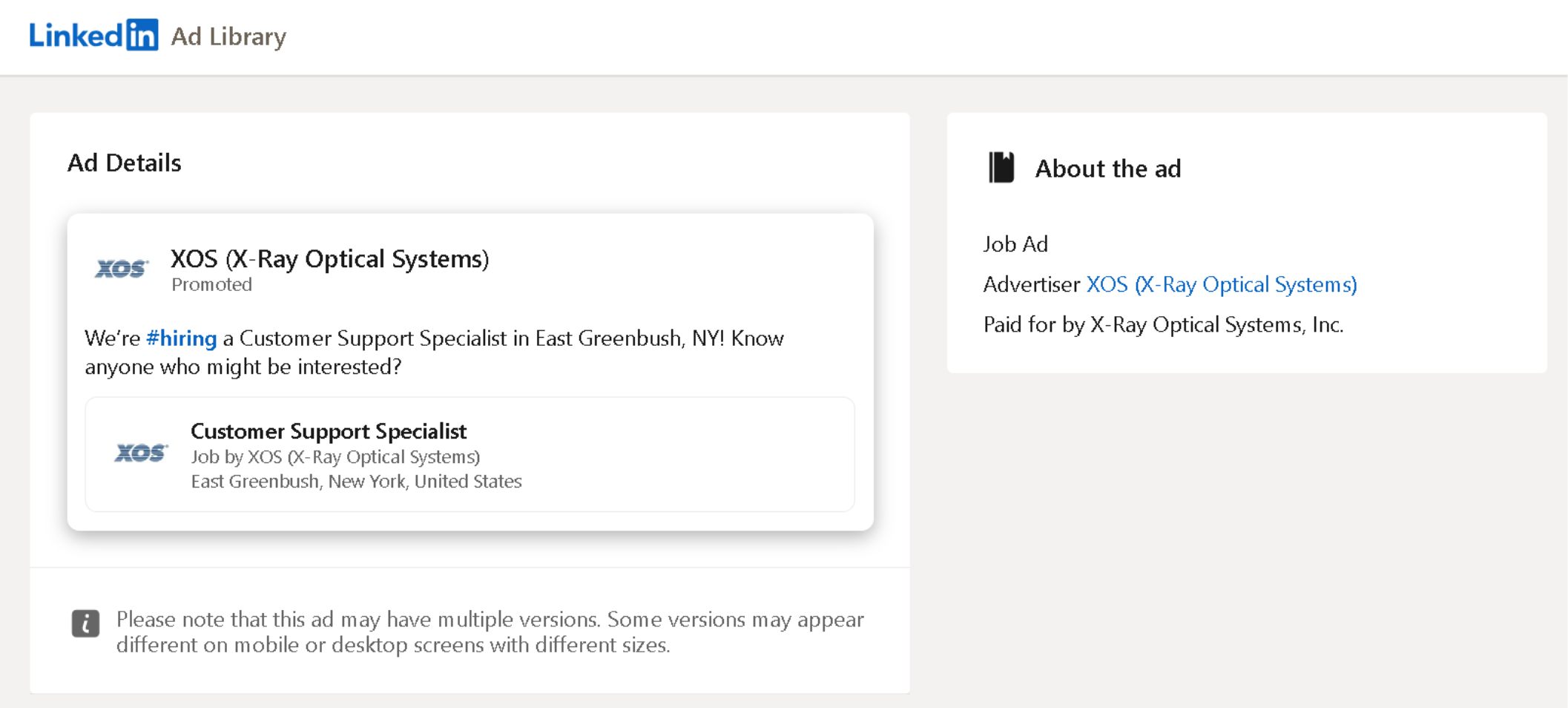 You can check any Linkedin job ad through LinkedIn ads library.